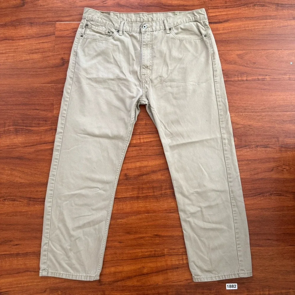 Levi 505 Mens Jeans Size 40x30 Denim Straight Leg Cotton Khaki Please See